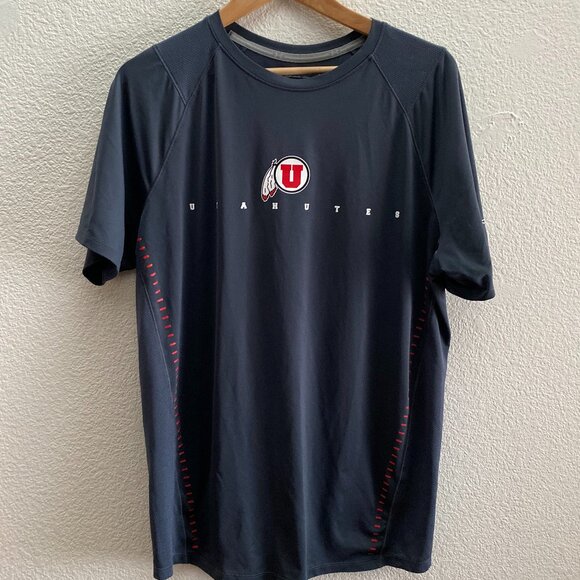 Utah Utes Under Armour Gray Short Sleeve T-Shirt Men's Large Fitted Vented - Picture 1 of 3